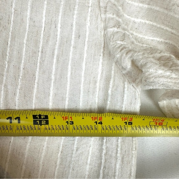 Lu ciee Natural Stripe Linen Blend Wrap Midi Dress Minimalist Classic Chic - Picture 12 of 14